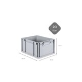 thumbnail of PROREGAL SuperSparSet 8x Eurobox NextGen Economy mit Scharnierdeckel & gelben Verschlüssen, Griffe zu, HxBxT 22x30x40cm, 20L, Eurobehälter, Box