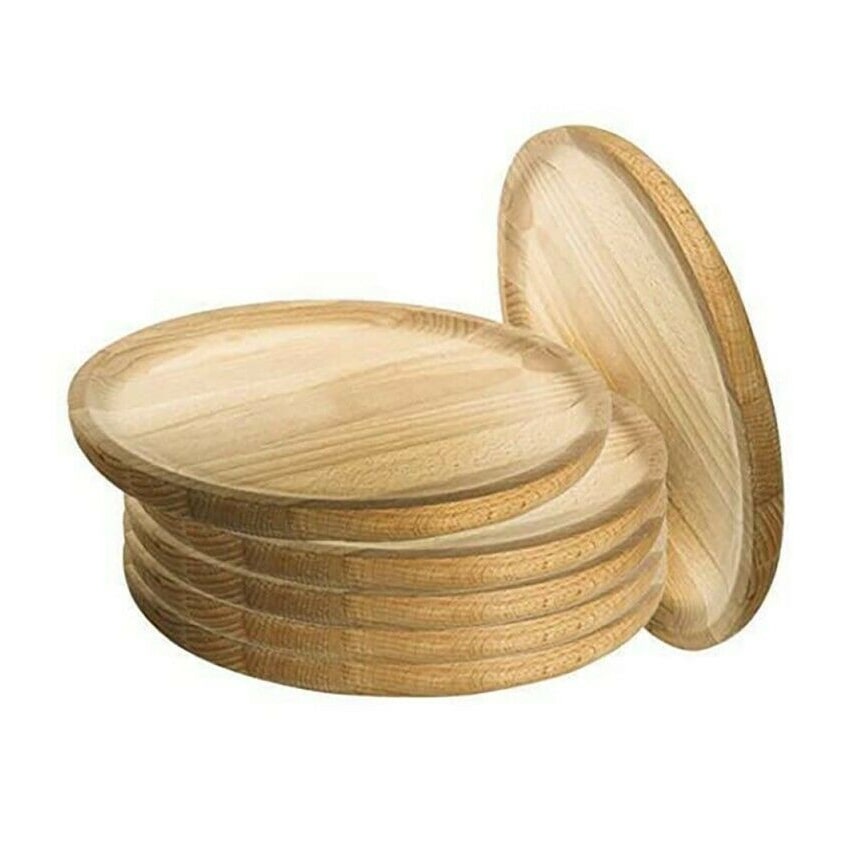 Conjunto de 6 pratos de polvo em madeira de 18 cm