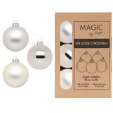 thumbnail of 6 Weihnachtskugeln 10cm Glas Christbaumkugeln Weihnachtsbaumkugeln creme silber