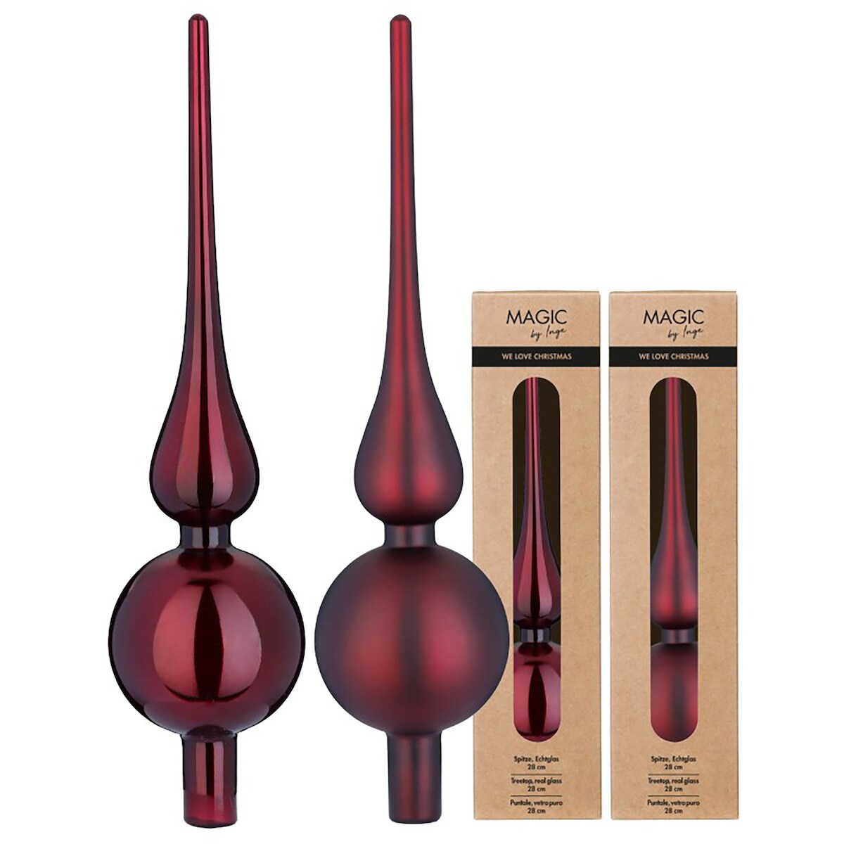 Christbaumspitze Glas 28cm 1 Stück matt / glänzend sort. - Smooth Port