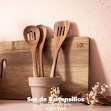 thumbnail of BERGNER - Set aus 2 Pfannen Ø22/26cm gepresstes Aluminium Schwarz mit abnehmbarem Griff mit Set aus 3 Küchenutensilien aus Akazienholz