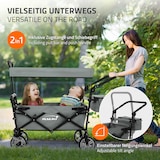 thumbnail of Hauki Bollerwagen XXL faltbar Grau – Handwagen mit Dach & Tasche, klappbar zum Schieben oder Ziehen, Kinder Transportwagen mit PU-Rädern & Bremse, 120