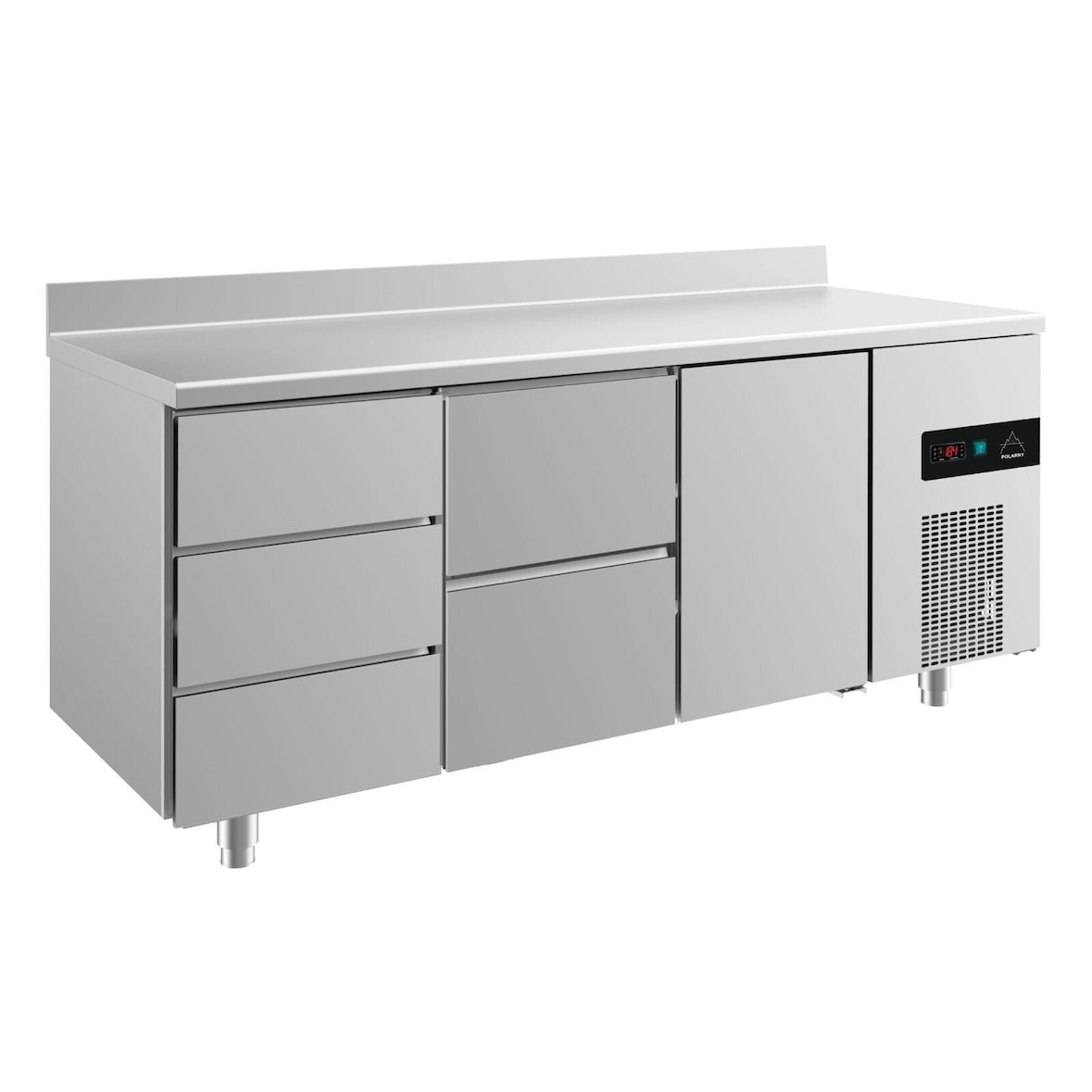 Gastro Kühltisch 1 Tür rechts 2/3 Schubladen mittig&links Umluftkühlung Aufkantung,1865x700x850mm -2/+8°C 474L