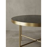 thumbnail of Design Couchtisch Glas Schwarz - Oval 110 x 56 cm mit Gold Metallgestell, Großer Wohnzimmertisch, Lounge Tisch