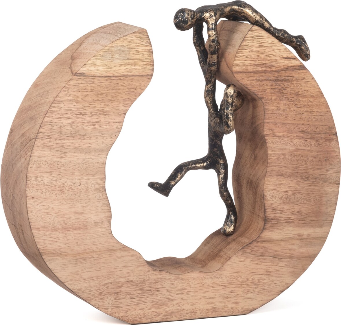 Skulptur Holz Teamwork Teamarbeit 29,5 x 28 cm Schwarz Gold Dekoration Deko Art