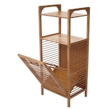 thumbnail of Plank met wasmand HWC-B94, wasbox wasbak standaard plank opslag, bamboe 95x40x30cm 28l