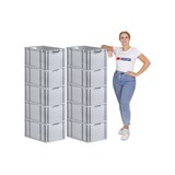thumbnail of PROREGAL SparSet 10x Eurobox NextGen Economy mit Auflagedeckel & 4x Verschlüsse Rot, Griffe offen, HxBxT 32x40x60cm, 65L, Eurobehälter, Box