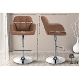 thumbnail of Banco de bar em pele Natoma marrom claro/metal cromado