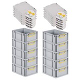 thumbnail of PROREGAL 10x Eurobox NextGen Color mit Scharnierdeckel & Verschlüssen | HxBxT 17x30x40cm | 16 Liter | Griffe gelb geschlossen | Glatter Boden