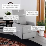 thumbnail of Fernsehsessel mit Aufstehhilfe, Relaxsessel mit Liegefunktion, mit einem Motor, 120 kg belastbar, Mikrofaser, Hellgrau - Raburg Ada
