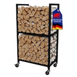 thumbnail of PROREGAL Kaminholzregal PHOENIX mit Rollen & 2 Ebenen HxBxT 82x44x28cm Metall Schwarz Holzständer Holzhalter Kaminholzständer Holzunterstand