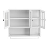 thumbnail of Wandschrank Bad Hängeschrank 88x26x83 cm Weiß mit 3 Türen Riffelglas Handtuchstange und offenem Fach, modernes minimalistisches Design