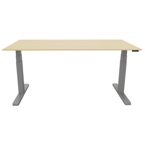 Schreibtisch elektrisch höhenverstellbar, 180x80cm, ahorn/silber