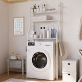 thumbnail of Scaffale Bagno 3 Mensole Ripiano Superiore Mobile Sopra Lavatrice Lavanderia Salvaspazio Ripiani Organizer Da Parete In Metallo 152x65x25 Cm Bianco