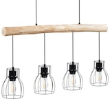 thumbnail of tectake Candeeiro suspenso Woody, 4 luzes, com viga de madeira, 40 W 82 x 13,5 x 140 cm Preto/Castanho