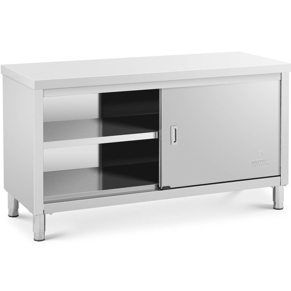 Royal Catering - Royal Catering Meuble Bas en INOX Plan De Travail Professionnel Cuisine Armoire Basse RCSSCB-150x60-E (Capacité 600 kg, 150 x 60 x
