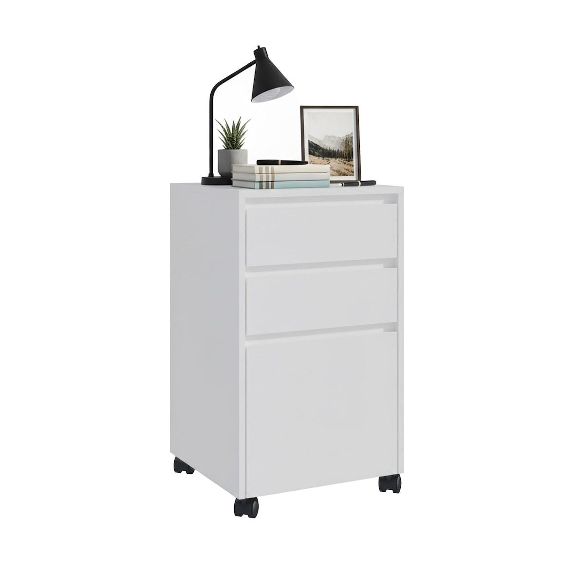 Relaxdays Rollcontainer, 3 Schubladen, Hängeregister, HxBxT: 70 x 40 x 40 cm, Aktenschrank auf Rollen, Rollschrank, weiß