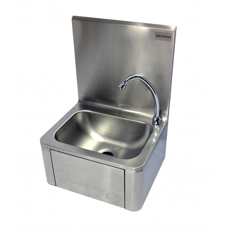 MATERIEL CHR PRO LAVE MAINS INOX ADOSSE AVEC PANNEAU BASCULANT Inox 400x340x560mm