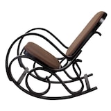 thumbnail of Cadeira de baloiço M41, poltrona giratória Poltrona TV, madeira maciça ~ aspeto nogueira, tecido/têxtil castanho escuro