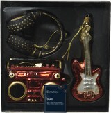 thumbnail of Christbaumschmuck Musik Rock'n'Roll Glas 9 cm rot schwarz