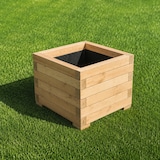thumbnail of Jardinera cuadrada de madera de pino tratada exterior con malla geotextil 55x55x39 cm 72 L