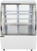 thumbnail of Romux® Kühlvitrine für Konditorei Standgerät 2 Böden Gebogenes Glas Weiß 450 Liter Umluftkühlung | Professionelle Vitrinen