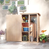 thumbnail of Outsunny Caseta de Jardín de Madera 75x56x115cm con 3 Estantes Puerta Pestillo