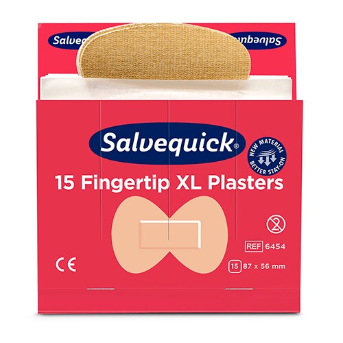 60 Set `Cederroth` Salvequick Textil Pflaster (15 Stück) 87 mm x 56 mm braun `Fingertip XL`