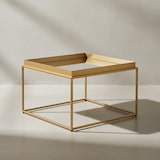 thumbnail of Quadratischer Couchtisch, verspiegeltes Glas, goldenes Metallgestell. 60x60x41 cm | Kadima Design