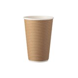 thumbnail of 500 Kaffeebecher Coffee to go 400ml doppelwandig Ø 90x140mm braun geriffelt