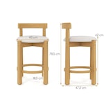 thumbnail of COSTWAY Set van 2 barkrukken, houten barkrukken met rugleuning en voetsteun, keukenkrukken met een zithoogte van 62 cm