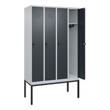 thumbnail of C+P Spind Classic PLUS, Gestell, 4 Abteile, HxBxT 212x120x50cm, Sicherheitsdrehriegel, Hellgrau/Anthrazit von PROREGAL