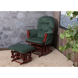 thumbnail of Poltrona de relaxamento HWC-C76, cadeira de baloiço cadeira de baloiço com banqueta tecido veludo cotelê 320g/m² Oeko-Tex ~ moldura verde escuro