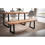 thumbnail of Esszimmerbank 160x40x45,5 cm Akazie Massivholz / Metall mit Baumkante, Esstischbank Holzbank Massiv ohne Lehne, Küchenbank Essbank Modern, Sitzbank