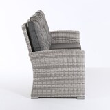 thumbnail of Sofá para jardín, 3 plazas, Color gris, Aluminio y rattán sintético, Tamaño:80x170x93 cm,Cojín antracita incluido