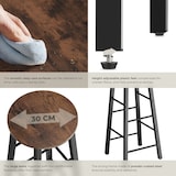 thumbnail of TECTAKE Set de 2 taburetes altos Keynes de estilo industrial oscuro acero 31x31x72cm reposapiés ajustables cocina 120kg