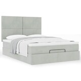 thumbnail of vidaXL Ottoman-Bett mit Matratzen Hellgrau 140x200 cm Samt
