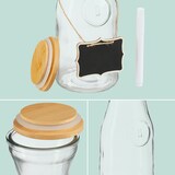 thumbnail of Relaxdays Wasserkaraffe, 2er Set, 1 Liter, Glaskaraffe mit Bambusdeckel, zum Beschriften, Wasserkanne, transparent/natur