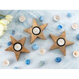 thumbnail of Teelichthalter Masterbox 12x 3er Set Kerzenständer Teelichter 15x15cm Sterne Mangoholz