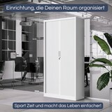 thumbnail of Aktenschrank abschließbar KETI - Rolladentüren, 5 Ebenen | Büroschrank aus Stahl Metallschrank Werkstatt Werkzeugschrank, 185x90x45cm Weiß