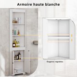thumbnail of Badezimmer Hochschrank 170x50x26 cm Weiß Eckdesign mit 3 offenen Fächern, 2 Türen und verstellbaren Einlegeböden aus MDF, platzsparend