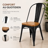 thumbnail of Kosmi - Lot de 4 chaises en métal Noir Mat et Assise en Bois Clair - Style Industriel