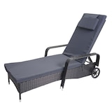 thumbnail of Poly-Rattan Sonnenliege Carrara, Relaxliege Gartenliege Liege, Alu ~ anthrazit, Kissen grau