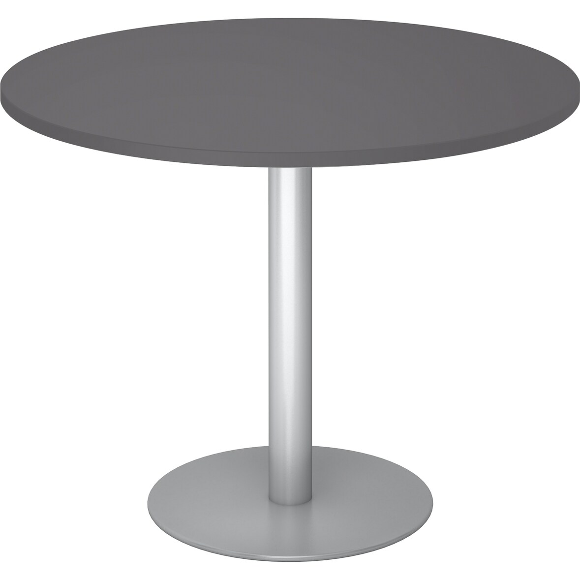 bümö Besprechungstisch, Esstisch klein, Tisch rund 100 cm - kleiner Esstisch graphit, Rundtisch Esstisch 2 Personen mit Holz-Platte, Säule aus Metall