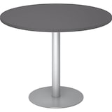thumbnail of bümö Besprechungstisch, Esstisch klein, Tisch rund 100 cm - kleiner Esstisch graphit, Rundtisch Esstisch 2 Personen mit Holz-Platte, Säule aus Metall