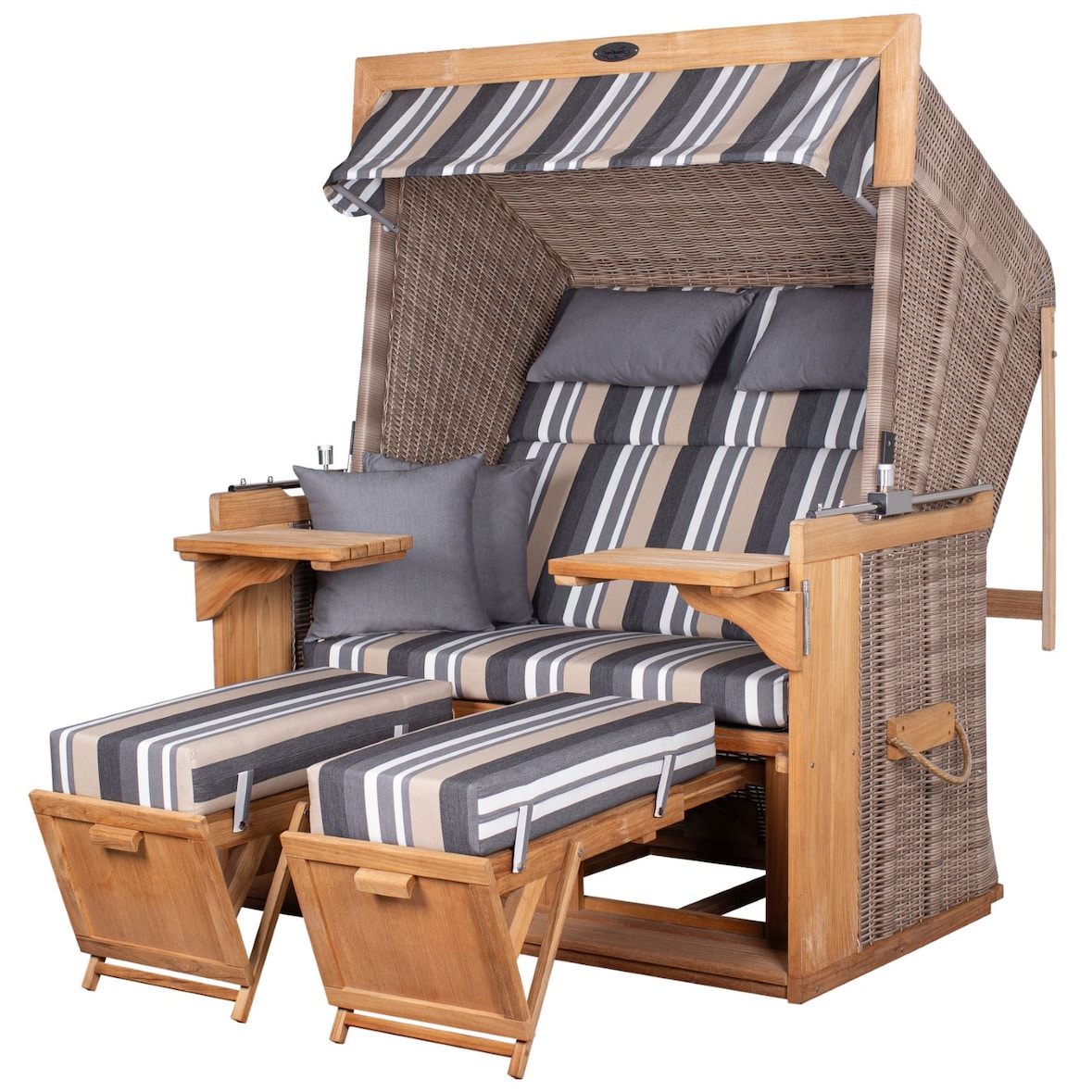 Strandkorb deVries PURE® Friesland Sylt XL - PE white kubu - Dessin 158 - inkl. Schutzhülle