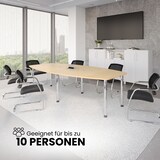 thumbnail of bümö Konferenztisch oval 280x130 cm großer Besprechungstisch in Ahorn, Besprechungstisch mit Gestell in weiß, Meetingtisch für 10 Personen, XXL-Tisch