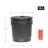 thumbnail of Jinfa Mülleimer mit Deckel, Ascheeimer, Abfallbehälter, Mülltonne, Papierkorb aus Metall, Schwarz, Ø 29 cm, Höhe 31,5 cm 18 Liter