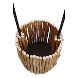 thumbnail of SalesFever Staande lamp drijfhout 155cm | met plantenmand | kap grof linnen | frame drijfhout & metaal | B34xD34xH155cm |natuur-wit-zwart