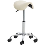 thumbnail of DELUKE® Sattelhocker mit Rollen VOULI Höhenverstellbar, Drehbar Kunstleder pflegeleicht Rollhocker Arbeitshocker Praxishocker Arzthocker Creme